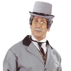 Sivý cylindrický klobúk so stuhou